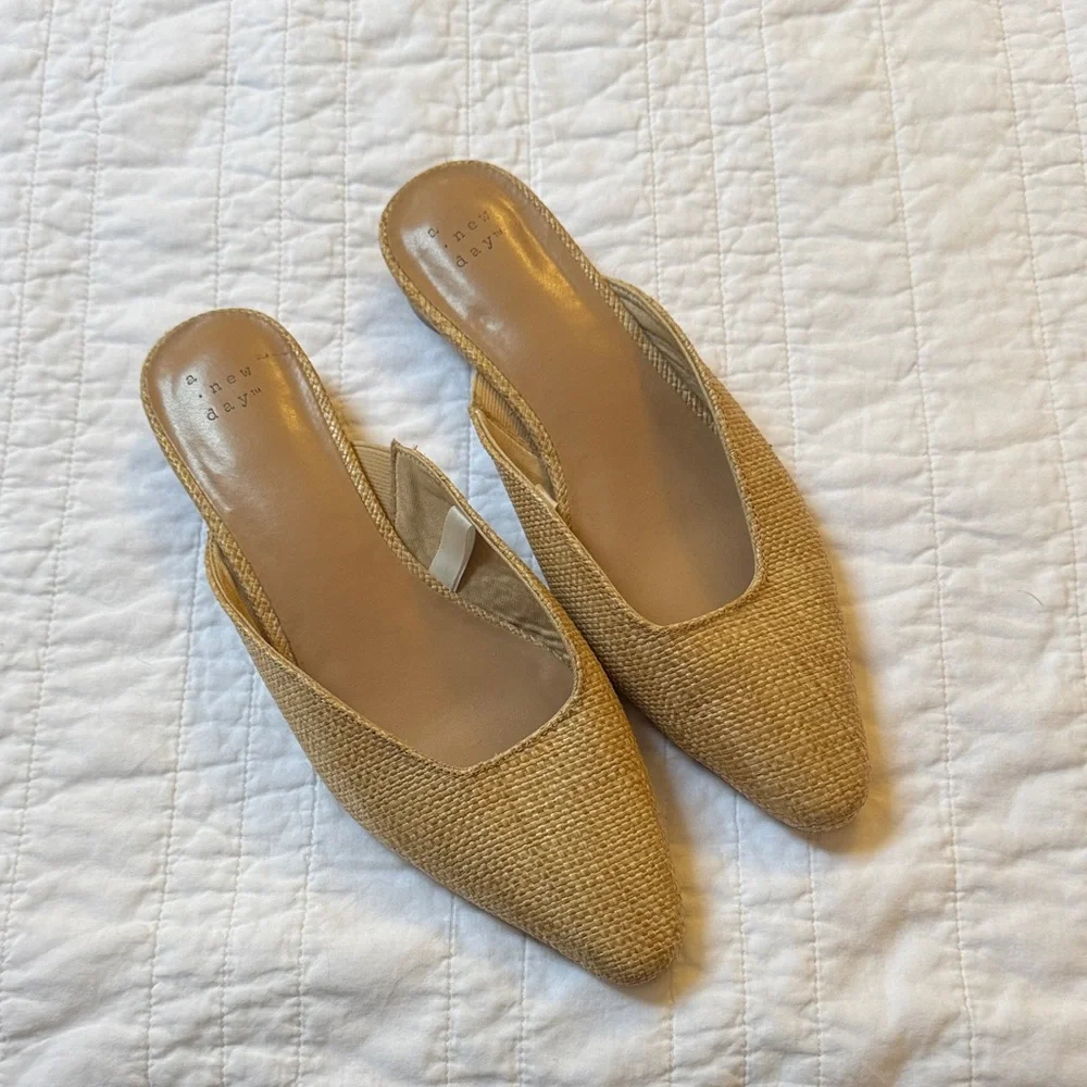 a new day Tan Woven Mules - Picture 1 of 3